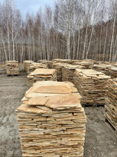 Плитняк златолит жёлтый для фасада 1,5-3 см купить в Черноголовке